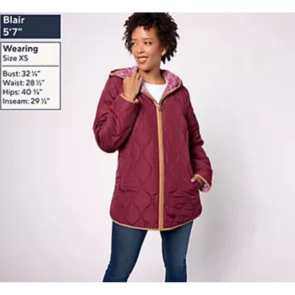 Susan Graver Medium Quilted Fleece Hooded Reversible Jacket Black Patchwork NWOT - Picture 3 of 7